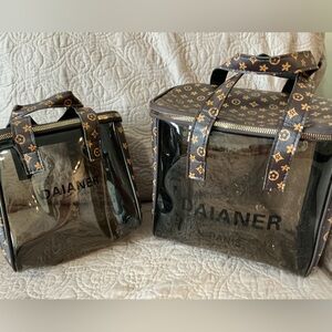 Black and Brown Women’s Cosmetic Travel Toiletry Bag Set New Without Tags